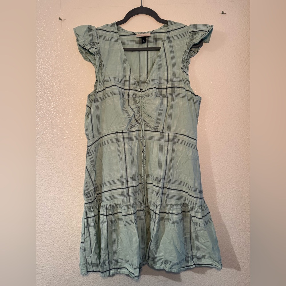 Universal Thread Mint Green Plaid V-Neck Dress